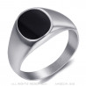 Anillo De Sellar Pequeño Cabujón Esmalte Negro Acero 316L bobijoo