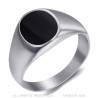 Signet Ring Small Cabochon Black Enamel 316L Steel bobijoo