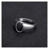 Oval Onyx cabochon signet ring 9*6mm Silver stainless steel IM#26306