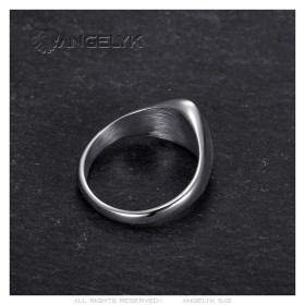 Ovaler Onyx-Cabochon-Siegelring 9*6mm Silber Edelstahl IM#26307