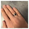 Anillo de sello con cabujón de ónix ovalado 9*6 mm Acero inoxidable plateado IM#26308