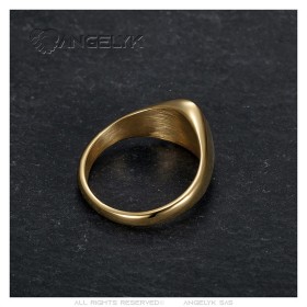 Ovaler Onyx-Cabochon-Siegelring 9*6mm Edelstahl gold IM#26314