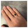 Anillo de sello con cabujón de ónix ovalado 9*6 mm Acero inoxidable dorado IM#26315