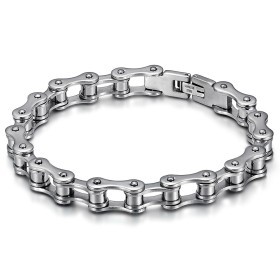 Bracciale a catena per moto Argento acciaio inossidabile 22 cm 9 mm IM#26318