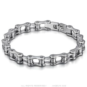 Bracelet chaîne de moto Acier inoxydable argenté 22cm 9mm  IM#26319