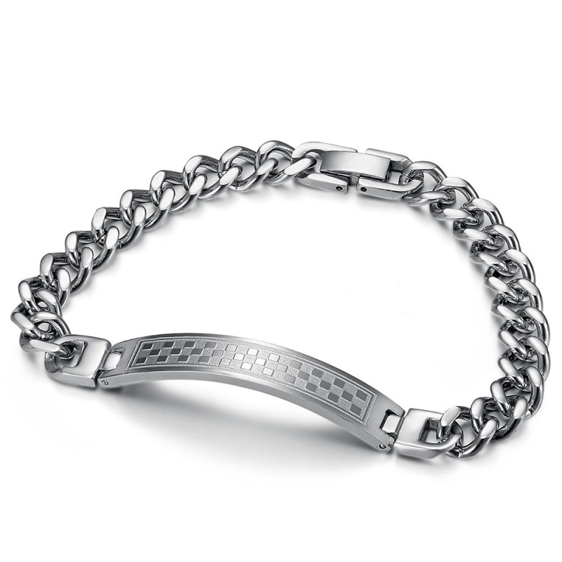 Bracciale massone con pavé 21 cm 8 mm in acciaio inossidabile IM#26328