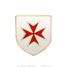 Pin de solapa del escudo de armas templario Cruz de Malta Roja IM#26375