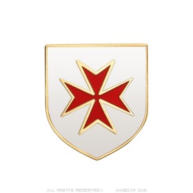 Templar Coat of Arms Lapel Pin Maltese Cross Red IM#26375