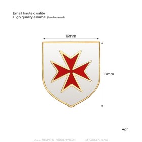 Templer-Wappen-Anstecknadel Malteserkreuz Rot IM#26376