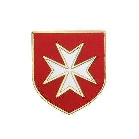 Spilla da bavero bianca con stemma templare della Croce di Malta IM#26386