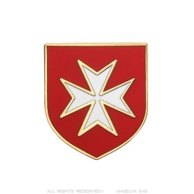 Pin de solapa con escudo de armas templario de la Cruz de Malta blanca IM#26387