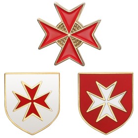 Set di 3 spille da giacca della Croce Templare di Malta IM#26392