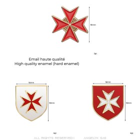 Juego de 3 pines de solapa templarios de la Cruz de Malta IM#26393