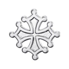 Anstecknadel mit okzitanischem Languedoc-Kreuz, Silber, IM#26414