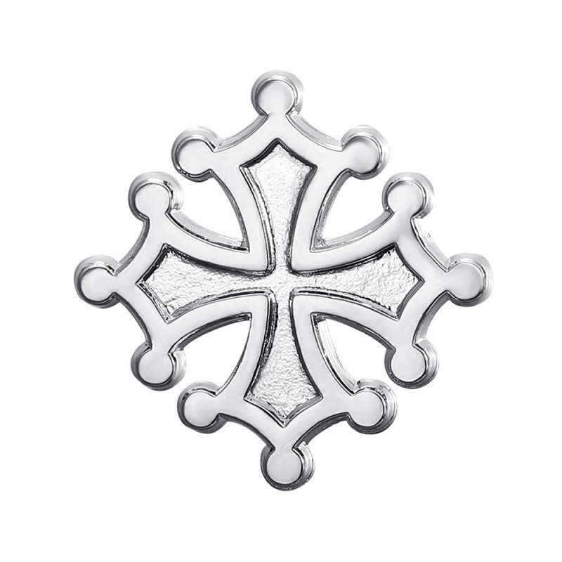 Anstecknadel mit okzitanischem Languedoc-Kreuz, Silber, IM#26414