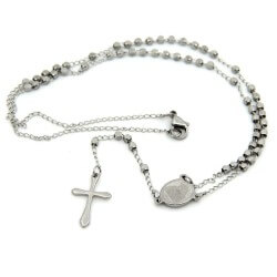 CP0022 BOBIJOO Jewelry Rosary Finish Titanium-Colored Stainless Steel Engraved