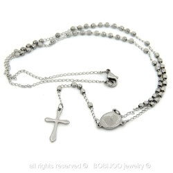 CP0022 BOBIJOO Jewelry Rosenkranz-Finish Farbe: Titan Edelstahl Graviert