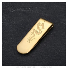 Pince à billet Dragon Acier inoxydable doré à l'or fin  IM#26455