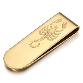 Fermasoldi Scorpione Acciaio inossidabile dorato con oro fino IM#26465