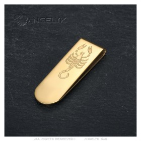 Scorpion money clip Stainless steel gilded with fine gold IM#26467