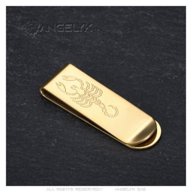 Scorpion money clip Stainless steel gilded with fine gold IM#26468
