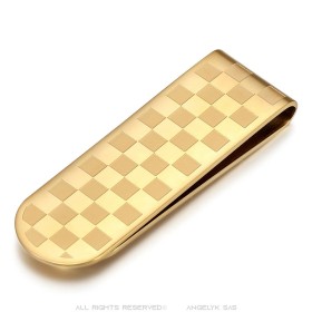 Damier Stainless Steel money clip gilded with fine gold IM#26472