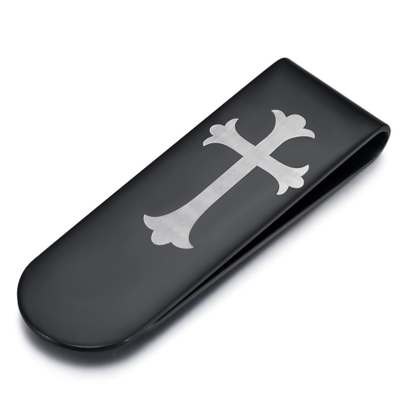 Money clip Templar Cross Stainless Steel black titanium IM#26477