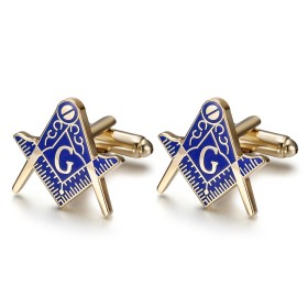 Freemason Cufflinks Gilded with fine gold blue enamel IM#26483