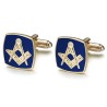 Freemason Cufflinks square shape Gold Blue IM#26488