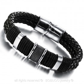 BR0056 BOBIJOO Jewelry Armband Geflochtenem Leder Edelstahl