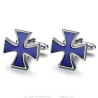 Gemelos con Cruz Templaria Pattée Azul IM#26494