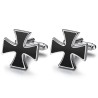 Boutons de Manchette Croix Templier Noire Biker   IM#26498