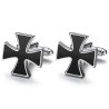 Boutons de Manchette Croix Templier Noire Biker   IM#26498