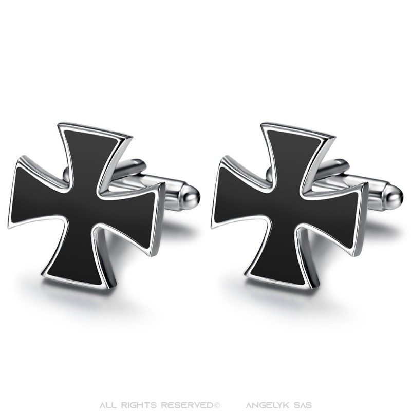 Black Templar Cross Biker Cufflinks
