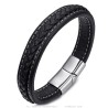 Bracelet Braided Leather Stainless Steel Black or Brown  IM#26504
