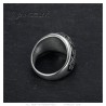 Anillo de sello Maestro Masón Plata Negro Azul Acero inoxidable IM#26515