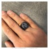 Signet Ring Freemason Master Silver Black Blue Stainless Steel IM#26516