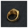 Freimaurer-Ring, Edelstahl, Gold, schwarzer Onyx, quadratisch, IM#26522
