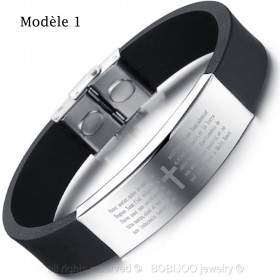 Bracelet Silicone et Acier Inoxydable Ajustable Réglable bobijoo