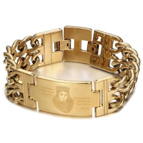 Saint Sara Curb Bracelet for Men Stainless Steel Gold IM#26562