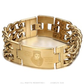 Saint Sara Curb Bracelet for Men Stainless Steel Gold IM#26563