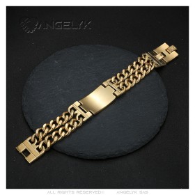 Saint Sara Panzerarmband für Herren, Edelstahl, Gold, IM#26565