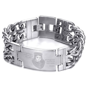 Bracelet Sainte Sara Gourmette pour homme Acier Inoxydable Argent  IM#26568