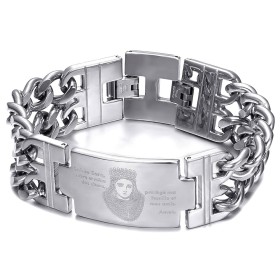 Saint Sara Curb Bracelet for Men Stainless Steel Silver IM#26568