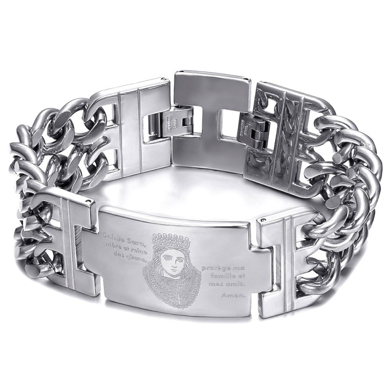 Pulsera Curb Saint Sara para Hombre Acero Inoxidable Plata IM#26568