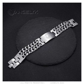 Bracelet Sainte Sara Gourmette pour homme Acier Inoxydable Argent  IM#26570