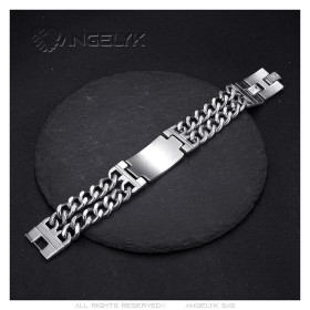 Bracelet Sainte Sara Gourmette pour homme Acier Inoxydable Argent  IM#26571