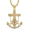Marine Anchor Pendant Jesus Cross Stainless Steel Gold Zirconium IM#26611
