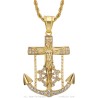 Pendentif Ancre marine Croix de Jésus Acier inoxydable Or Zirconium  IM#26611