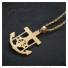 Marine anchor pendant Jesus cross Stainless steel Gold Zirconium IM#26613